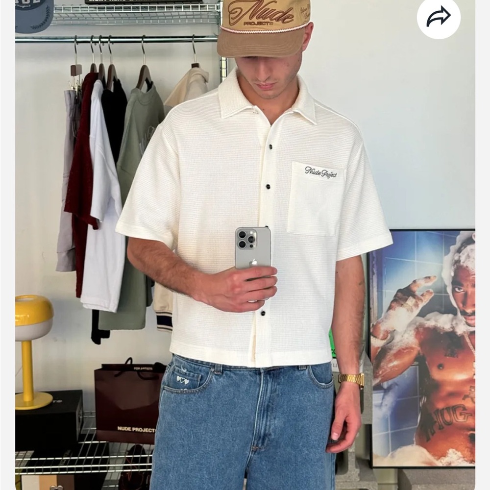 Men's Casual Cream Button Down Shirt